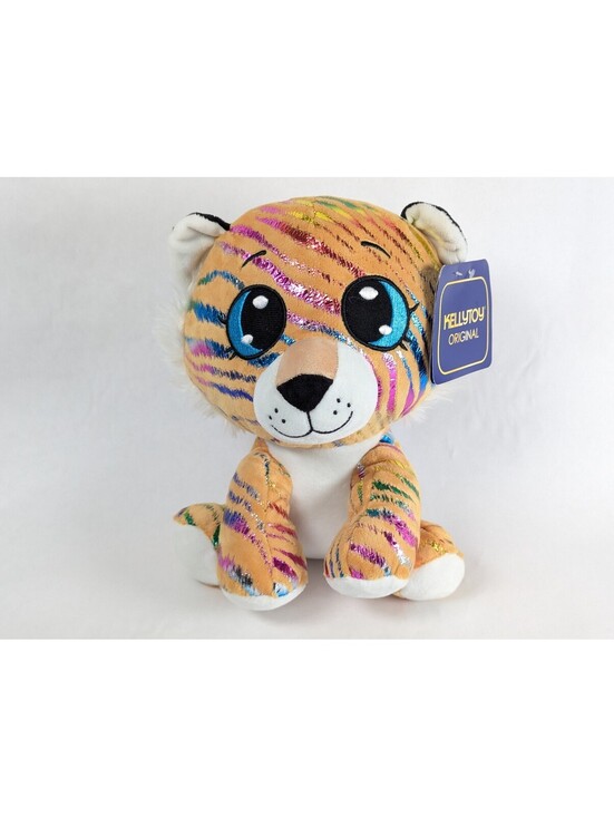 Kellytoy Other - Kellytoy Original Plush Tiger 9" Tan Rainbow Metallic Stripes Blue Eyes 2020 Tag